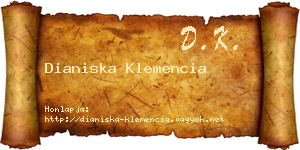 Dianiska Klemencia névjegykártya