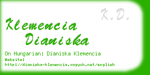 klemencia dianiska business card